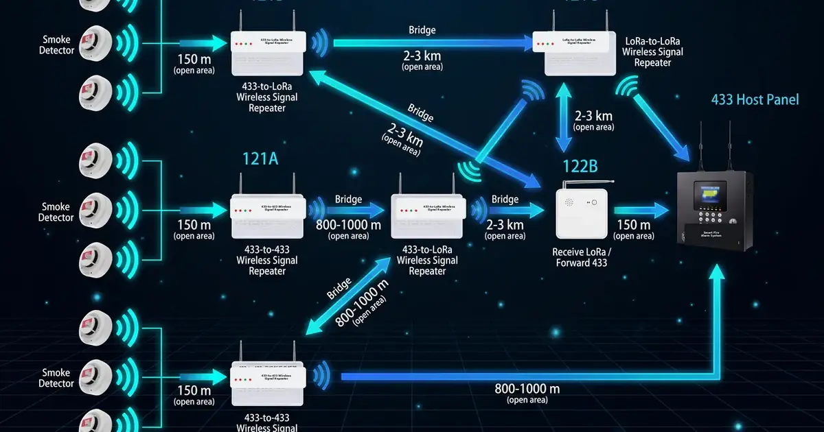 Wireless and wired fire alarm system architecture comparison