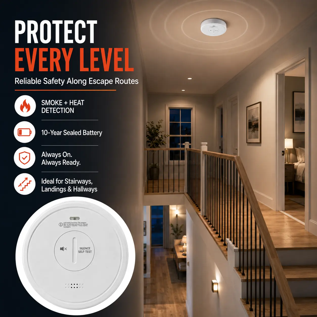 PS-826B 10-Year Smoke and Heat Alarm product image 4