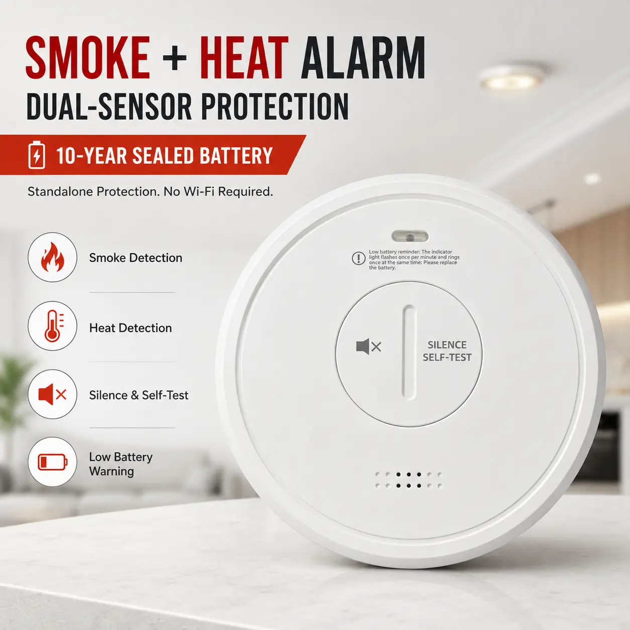 10-Year Smoke and Heat Alarm