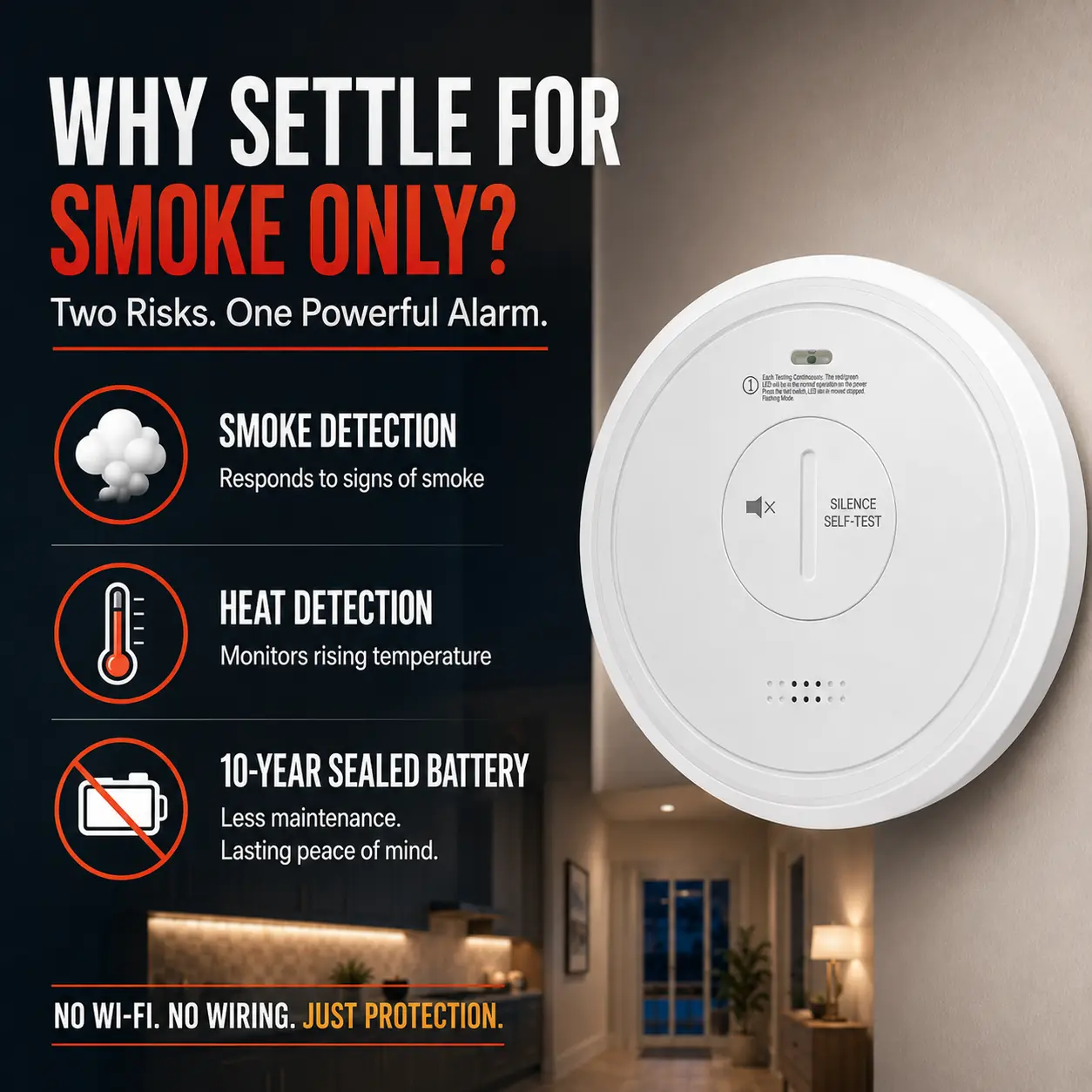 PS-826B 10-Year Smoke and Heat Alarm product image 1