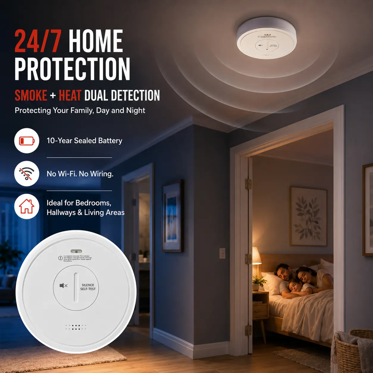PS-826B 10-Year Smoke and Heat Alarm product image 2