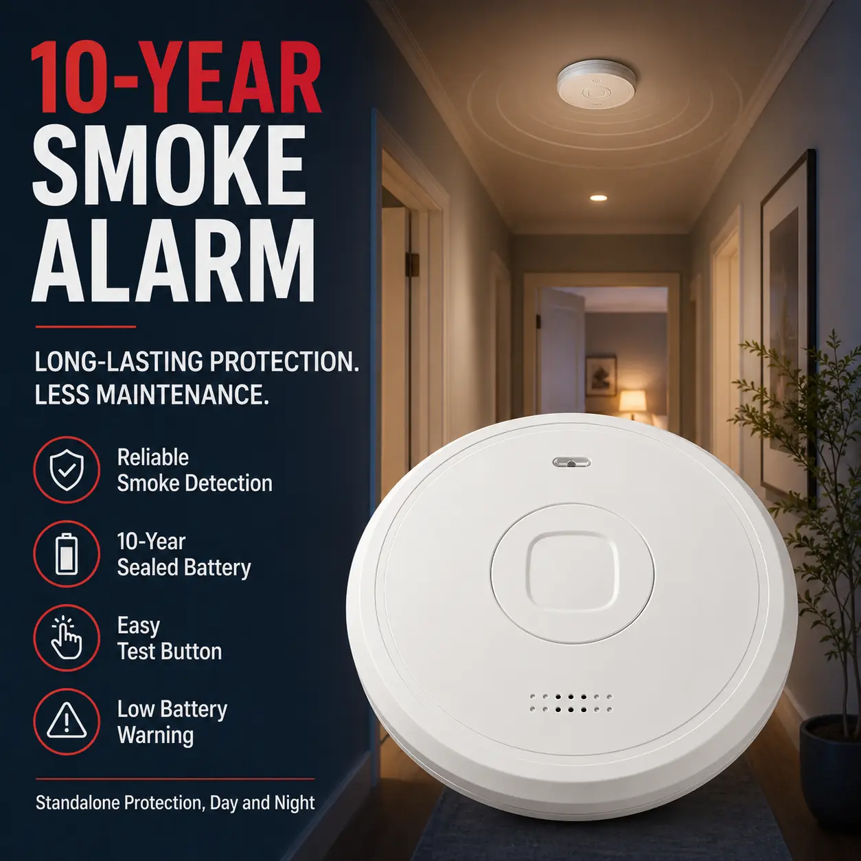 PS-826 10-Year Photoelectric Smoke Alarm product image 1