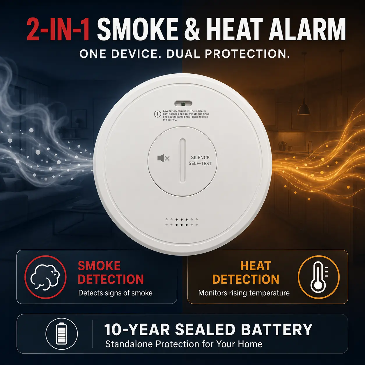 PS-826B 10-Year Smoke and Heat Alarm product image 5