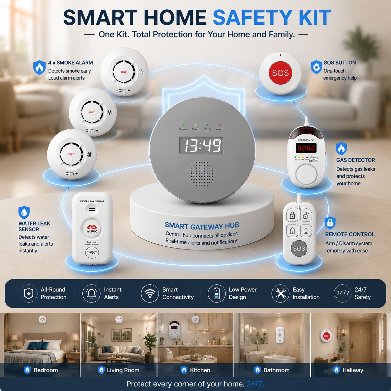 MIRO W51 Wireless Smoke Alarm System Kit product detail 9