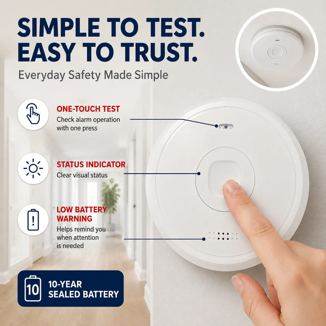10-Year Photoelectric Smoke Alarm
